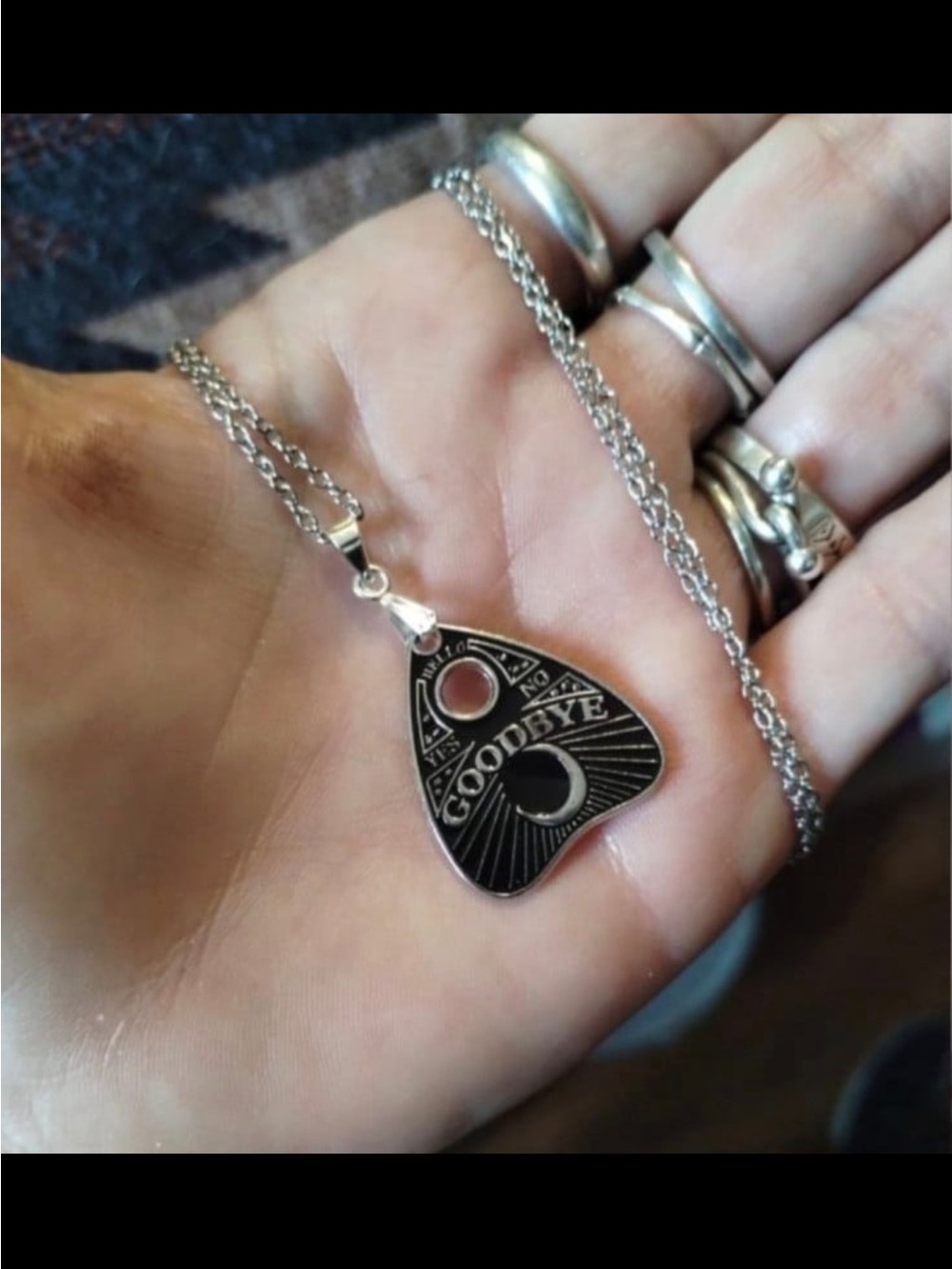 Silver-Tone 'Goodbye' Planchette Pendant Necklace